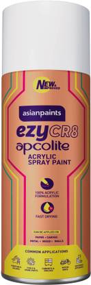 Asian Paints ezyCR8 Apcolite DIY 100% Acrylic | Multi-Surface Use: Metal, Wood & Walls White Spray Paint 400 ml