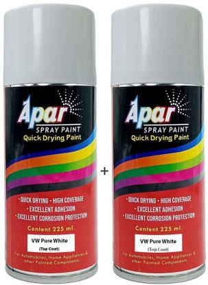 apar Automotive Spray Paint Pure White (RC Colour Name)- 225 ml (Pack of 2), White Spray Paint 450 ml