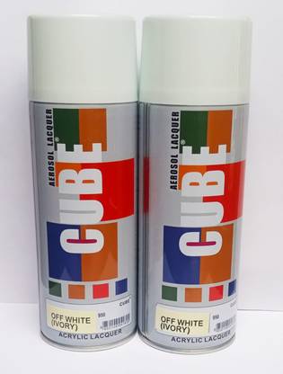 CUBE CUBE Off White (Ivory) Spray Paint Combo (2pc) White Spray Paint 800 ml