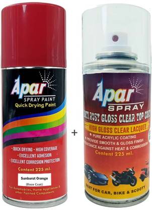 apar Spray Paint Sunburst Orange (RC Colour Name)+GC for Tata Cars-225ml (Pack of 2), Orange Spray Paint 450 ml