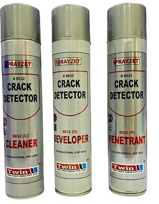 SPRAYZET Crack Detector Set Penetrant Developer And Cleaner #6032 for Industrial Use Only White Spray Paint 1200 ml