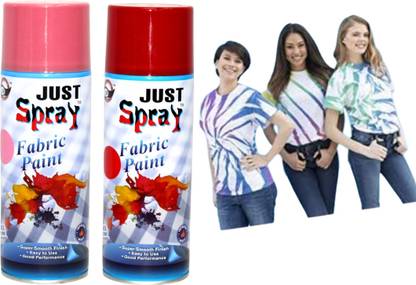 Just Spray Baby Pink And Red Fabric Spray Paint for all type Cloth and fabric Pink Spray Paint 400 ml