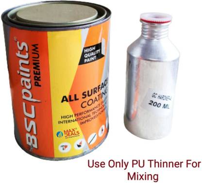 BSC PAINTS All Surface Coating / Back paint/ Glass Laquer Paint 800 ml with Hardner 200 ml White Spray Paint 1000 ml