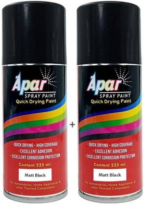 apar Spray Paint Can MATT BLACK -225 ml (Pack of 2), for Black Spray Paint 450 ml