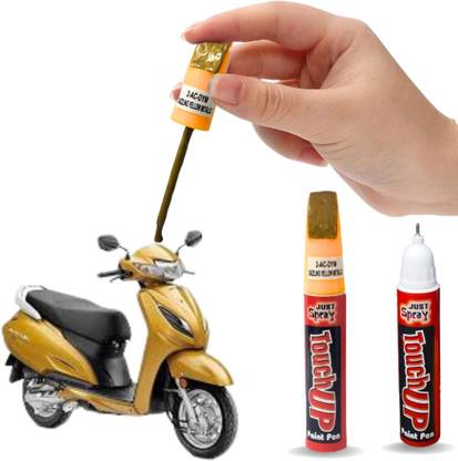 Just Spray Dazzling Yellow Metallic Scooty scratch remover 90-95% Matching ACTIVA RC color Paint Pen, hiding small Scooty scratch Touch Up Original Paint 2 IN 1 Paint pen Spray Paint 15 ml