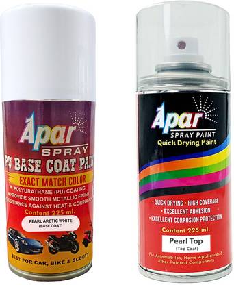 apar Spray Paint Arctic White(RC Colour Name)+PC for Maruti Cars-225ml(Pack of2) Arctic White Spray Paint 450 ml