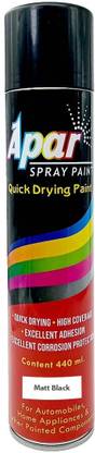 apar Spray Paint Matt Black-440ml For Bicycle, Bike Cars Tractor, Home, Wood Black Spray Paint 440 ml