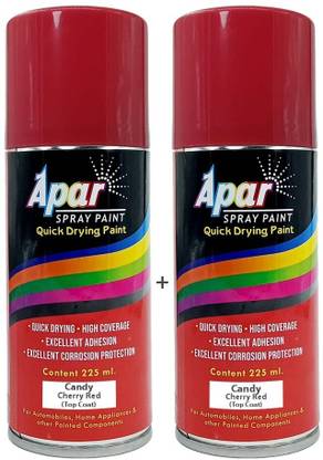 apar Spray Paint CANDY CHERRY/APPLE RED-225 ML(Pack of 2), For Bicycle, Bike, Cars- Red Spray Paint 450 ml