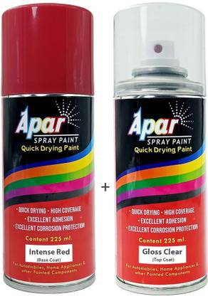 apar Spray Paint Intense Red (RC Colour Name) + GC, for Kia Cars -225 ml (Pack of 2), Red Spray Paint 450 ml