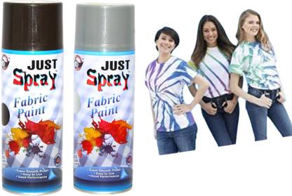 Just Spray Black And Silver Fabric Spray Paint for all type Cloth and fabric Black Spray Paint 400 ml