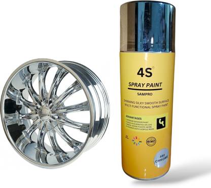 Sampro 4S Bright Chrome Spray Paint (Free 1pcs mini bulb) Steel Spray Paint 400 ml