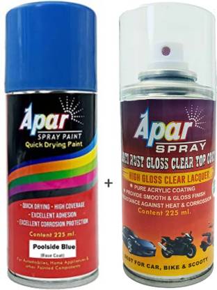 apar Spray Paint Poolside Blue (RC Colour Name)+GC Compatible for Maruti Cars -225 ml Blue Spray Paint 450 ml