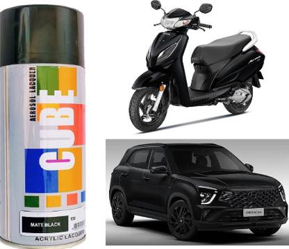 CUBE Cube Aerosol Acrylic For Bike, Cycle, Scooty, Car, Metal, Fiber, Furniture Black Spray Paint 650 ml