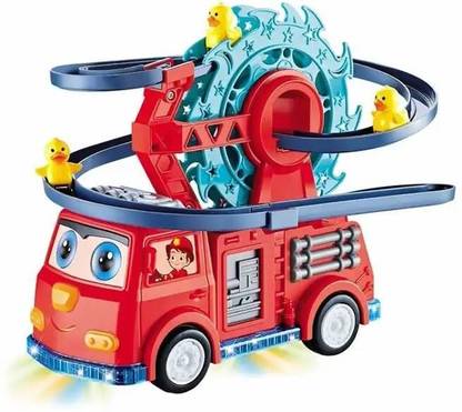 Goyal's Fire Rail Duck Slide, Funny Automatic Stair-Climbing Ducklings Race Track Set