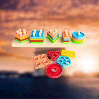 GODEX Geometric Shape Sorter Puzzle Toy Shape Matching Blocks Color LC03.2305 Geo