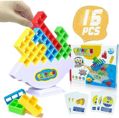 Pandaworld Tetra Tower Game 16 Pcs Stack Tower, Swing, High Child Balance Building Blocks