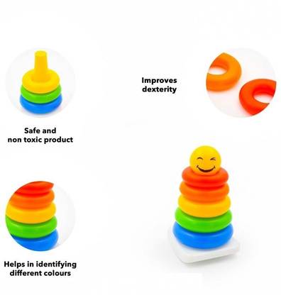 zokato unior Smiley Ring Stacking & Sorting Multicoloured -5 Rings