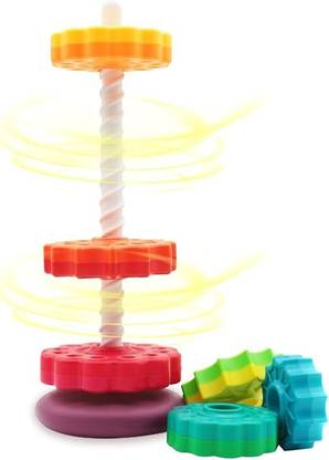 Glenston Sensory Spinning Toys, Rainbow Spin Tower, Strong ABS Plastic Toy for kids