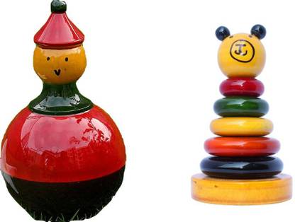 Anvie & Abeer Combo of handcrafted Balancing doll and 5 ring stacking doll I Non-Toxic color