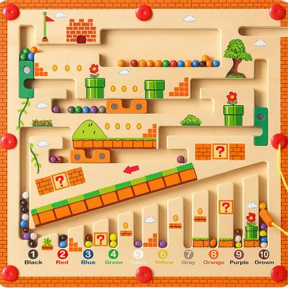 MARA BOMMAI Wooden Magnetic Maze Board for Kids | Super Mario Color & Number Matching Puzzle