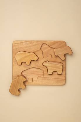 Smol Block Wooden Animals Stacking Toy & Puzzle Set (Set of 4+1) - Bjørn+