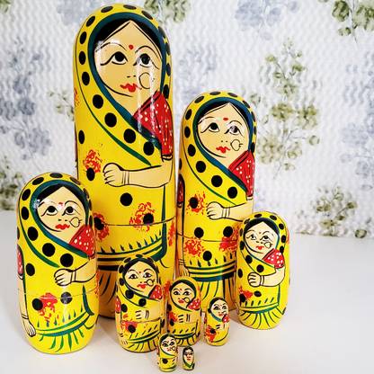 theperfectbazaar.com Wooden Nesting dolls/Stacking Doll/Matryoshka doll set of 9 for kids and Decor