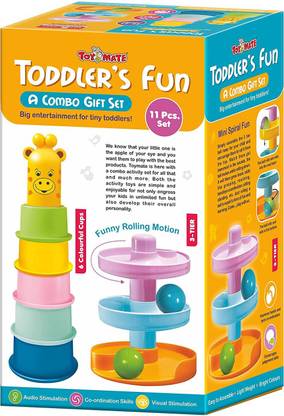 Game Phactory Stacking Cups with Giraffe & Rolling Ball Fun Tower