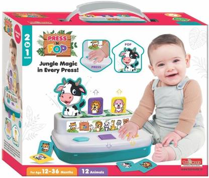 Toymate Press & Pop: 2-in-1 Animal & Ball Pop-Up Learning Toy for Toddlers 12+ Months