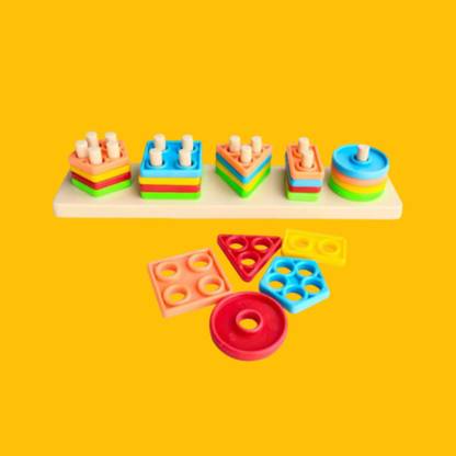 shreejienterprise Geometric Shape Sorter Puzzle Toy Shape Matching Blocks Color LC03.549 Geo