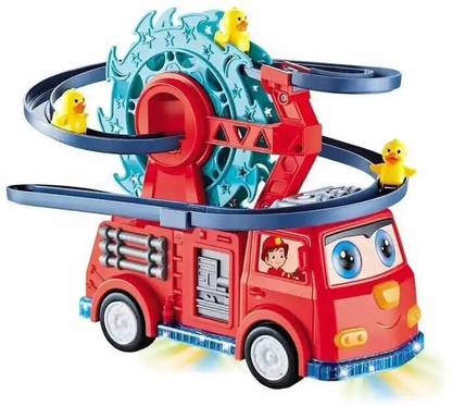 Goyal's Fire Rail Duck Slide, Funny Automatic Stair-Climbing Ducklings Race Track Set