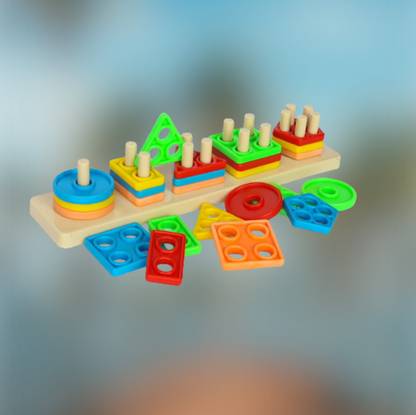 Kidsbuddy Geometric Shape Sorter Puzzle Toy Shape Matching Blocks Color LC03.2099 Geo