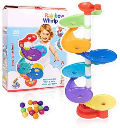 giftsrus Rainbow Whirlpool Stacking Toy -7 Layer Ball Drop Roll Swirling Tower for Kids