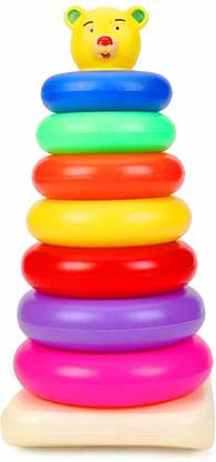 U Decide Plastic Teddy Stacking Ring Jumbo Stack up Educational Toy Multicolour Rings Tower Construction Toys Set