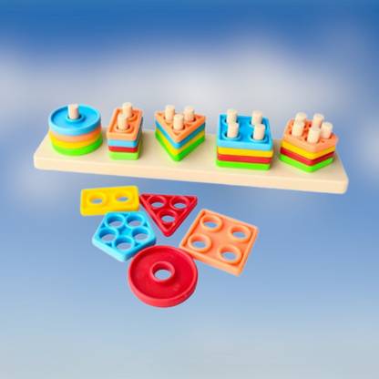 shreejienterprise Geometric Shape Sorter Puzzle Toy Shape Matching Blocks Color LC03.2420 Geo