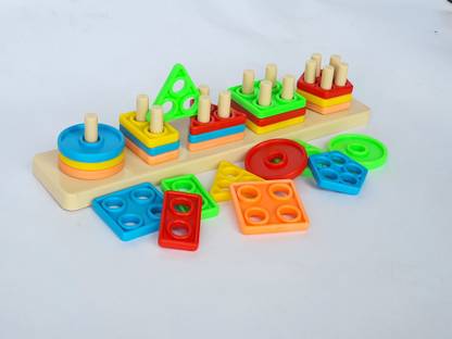 RANCOR TOYS COLORFUL GEOMETRIC STACKER SHAPE SORTER