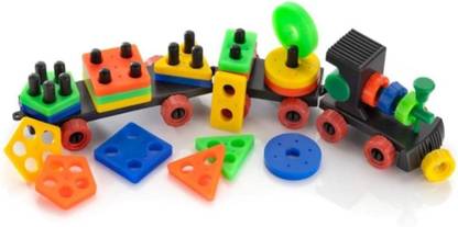 SmartKids Geometric Plastic Train Blocks,Sorting & Stacking Toys for Toddlers