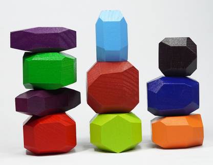 Natural.Toys Wooden Stacking Stones Colourful Stacking Toy