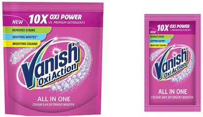 Vanish All in One Powder Detergent Whitens Whites Brightens Colours (200g+25g) Stain Remover