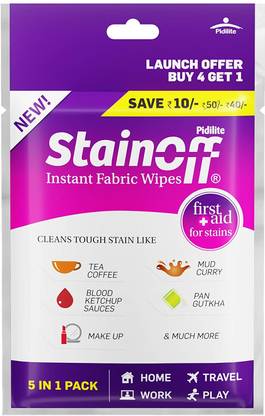 Pidilite Stain Off Stain Remover Wipes Pack of 10 Stain Remover