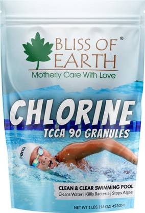 Bliss of Earth Chlorine Powder for Clean & Clear Swimming Pool Kills Bacteria Stop Algae 453gm
