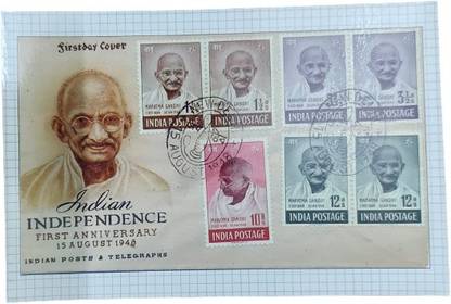 rbf RARE FIRST DAY COVER INDEPENPENDENCE FIEST ANNIVERSARY 4 VALUE STAMPS 15/08/1948 Stamp Page Sheet