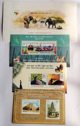 ANTIQUEWAY Miniature Sheets of India Africa India Iran India Papua New Guinea India Vietnam Stamp Collection Starter Kit