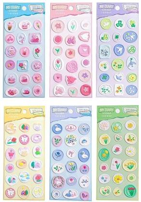 Samvardhan 108Pcs 6 Set Decorative Wax Seal Stickers for Weddin Envelope Seal Sticker Stamp Page Sheet