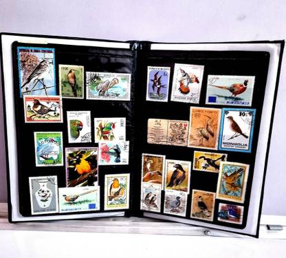 GOLD MINT Stamp album stock book with 100 Different Rare Birds stamps hobby set Stamp Album