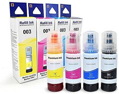 PRINTIFY 001/ 003 Ink for Epson L3110, L3150, L3250, ,L3116,L3101,L3210,L3215,L3216, Black + Tri Color Combo Pack Ink Bottle