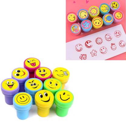 Extraposh Stamps 10 Piece/Set Smile Emoji For Kids Teachers Stationery Gift for Birthday