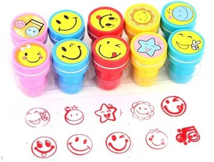 triple paper Emoji/Smiley Design face Stamps for School Art & Craft