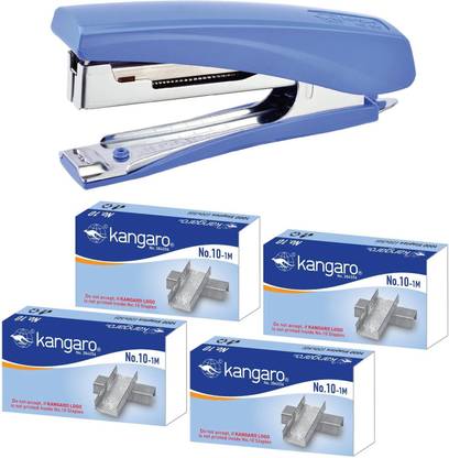 Kangaro Desk Essentials HD-10D Stapler & 5 Boxes 10/1M Staples Pin Combo | Sturdy & Durable Stapler