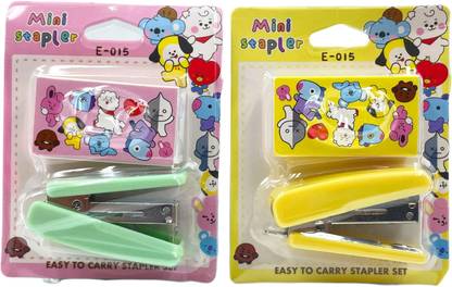 Fullkart BT21 BTS Stapler with Pins for Art & Craft or School/College/Home (Set of 2) NA  Stapler