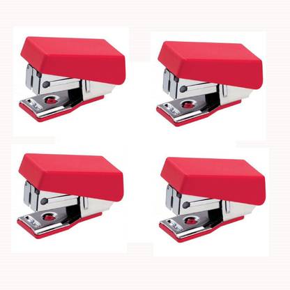 Kangaro Desk Essentials M-10 All Metal Half Strip, Red, Set of 4 Cordless  Stapler